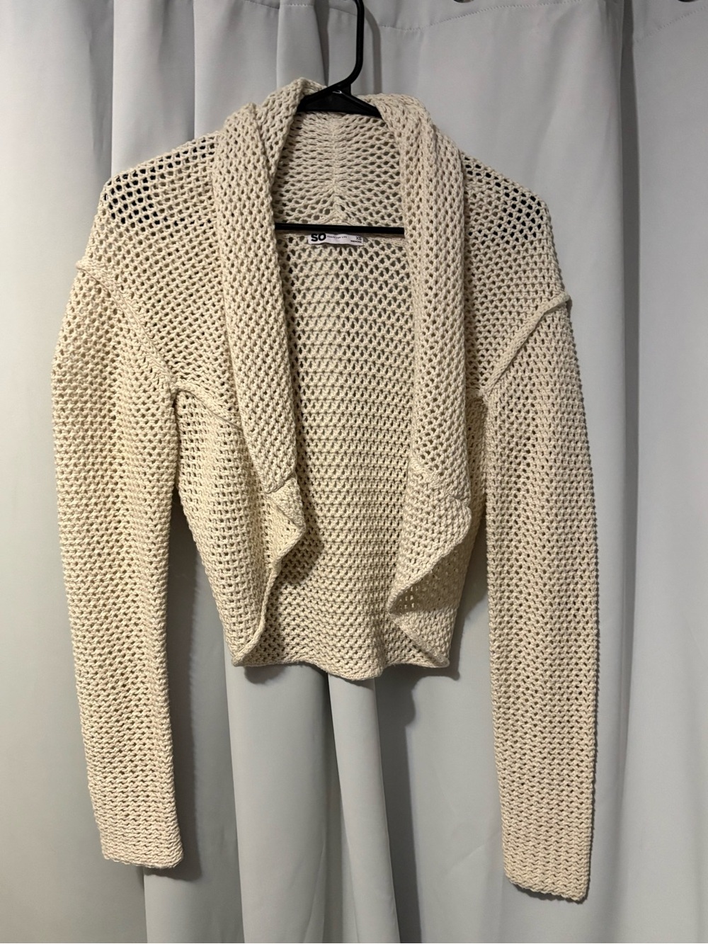 SO Cream Open-Front Cropped Knit Cardigan